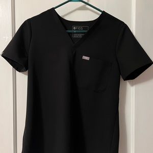 Figs Small Black Scrub Top